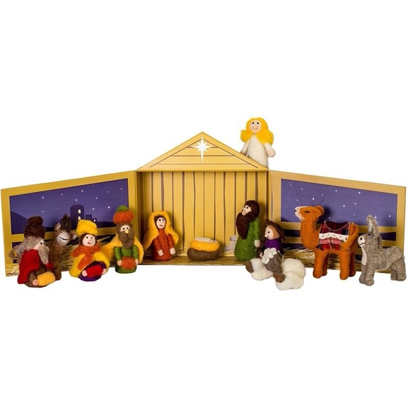 Twelve-Twenty Five Other - Nativity Set Handcrafted Wool 15 pieces